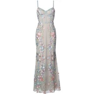 2017 Marchesa Notte blue floral gown